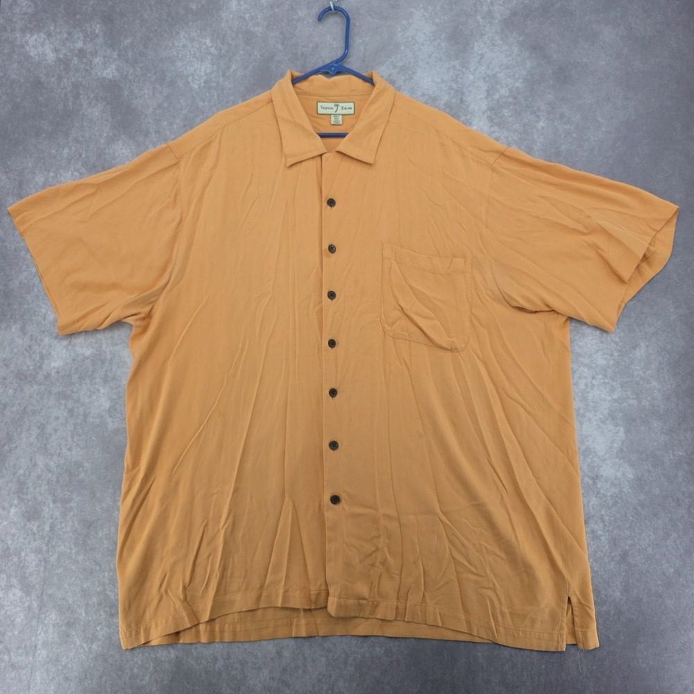 Tropical Island Men's 3XLT Silk Short Sleeve Button Up Shirt Orange Big & Tall